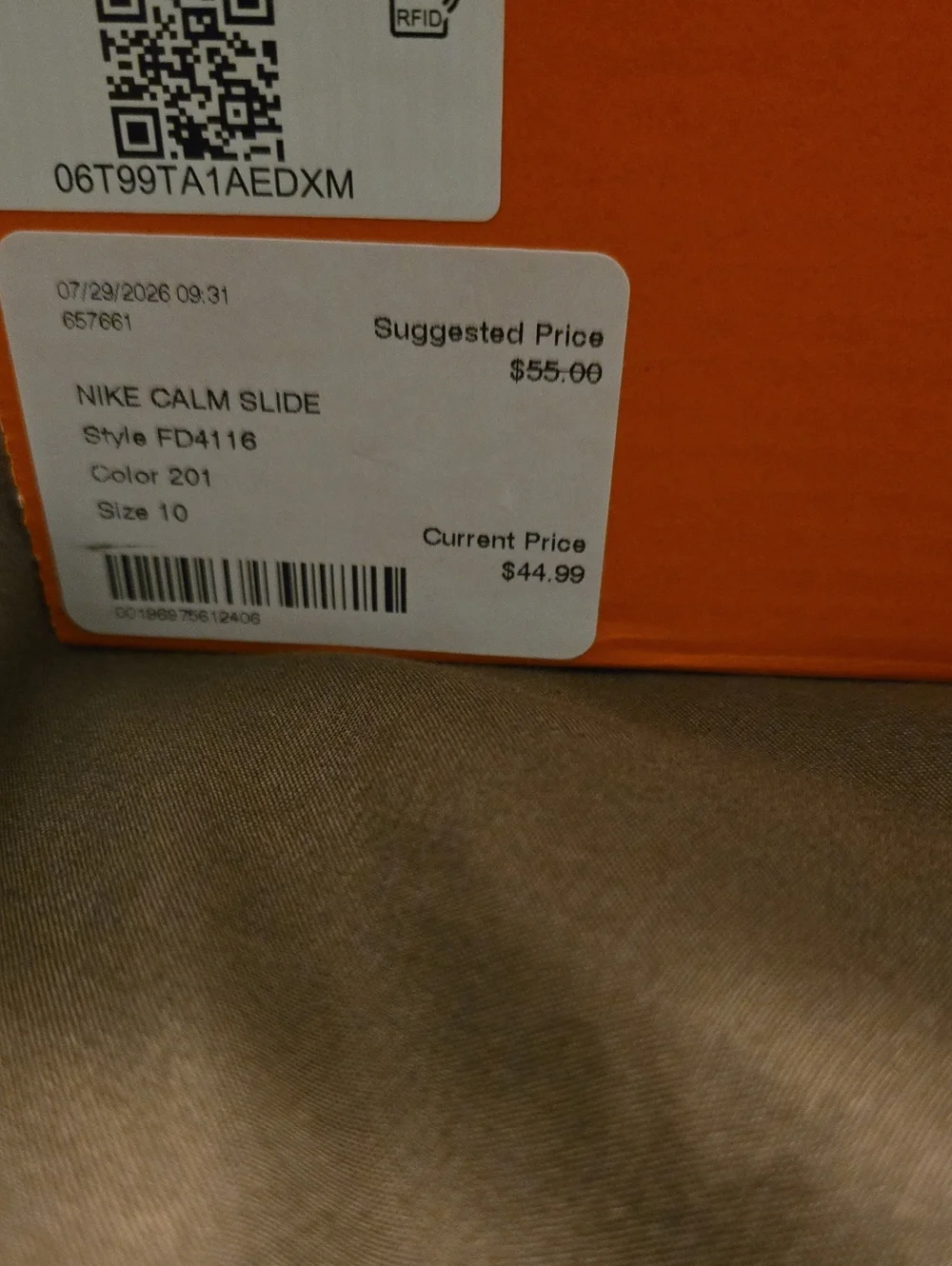 Nike Calm Slide Sandals in Taupe.  Size 10 NEW WITH TAGS.